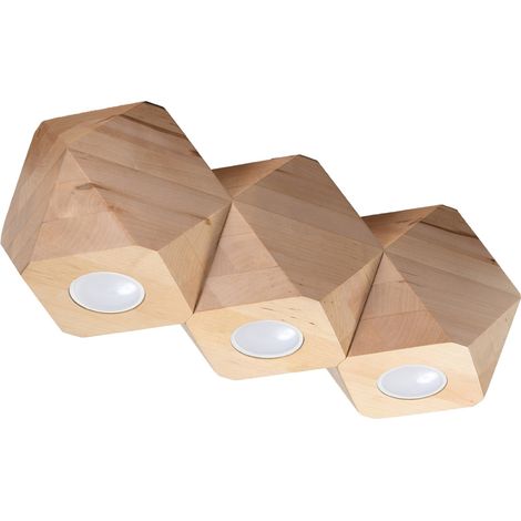 Lámpara de techo Savarea 3 GU10 de madera natural Lumilo 10.103.10 (1/5)
