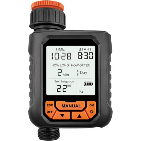 Programmateur d'arrosage extérieur 1 sortie, écran LCD large, programmable avec capteur de pluie, pour tuyau d'arrosage jardin (1/4)