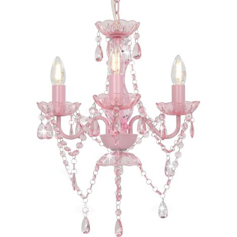 Kronleuchter mit Perlen Rosa Rund 3×E14