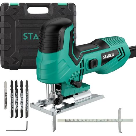 Stanew – Scie sauteuse filaire 650W – 5 lames pour bois dur, métal et PVC – 6 vitesses réglables – Profondeur de coupe 65mm – Changement de lame rapide (1/5)