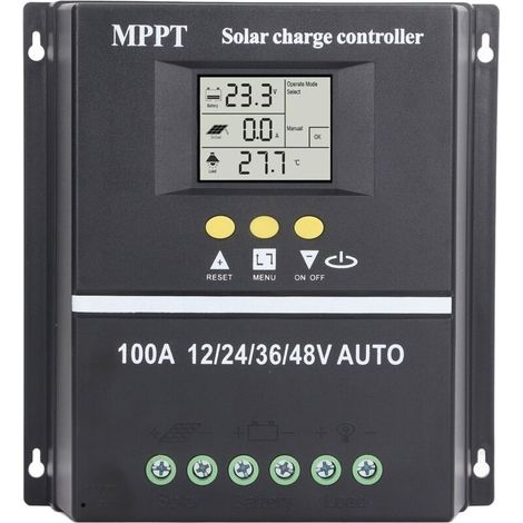 Régulateur de charge solaire MPPT 100A – Double port USB – Écran LCD rétroéclairé – Entrée max 100V DC – Compatible plomb/acide et lithium (1/5)