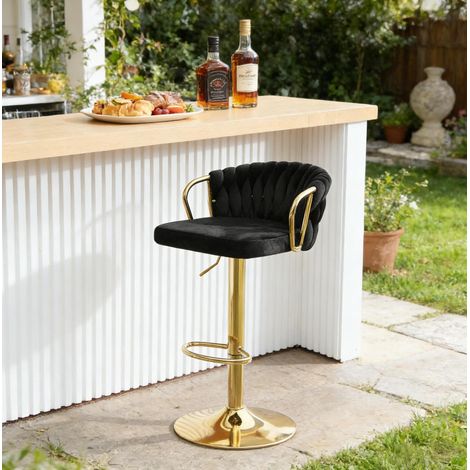 MEUBLIV Sedia da bar 49,5 x 50,5 x 98 cm nera – regolabile con schienale (1/5)