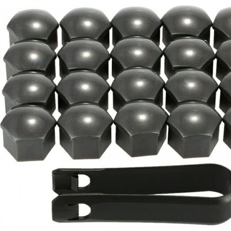 Lot de 16 écrous de roue de voiture Audi 17 mm + 4 capuchons antivol ronds + 1 clip en nylon-7430