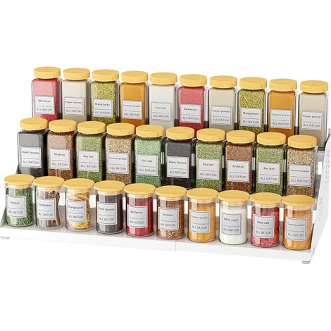 Spice Rack, 3-Tier Extendable Spice Holder, Spice Organization for Cabinet Expandable Width and Adjustable Height, Seasoning Organizer for Cabinet, Countertop, Pantry (1/5)