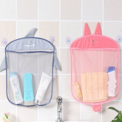 Rete portaoggetti per giocattoli da bagno (2 pezzi) - Borsa portaoggetti per giocattoli da bagno - Borsa portaoggetti - Ventose potenti - Zero disordine - Giocattoli per bambini - Rete portaoggetti ad (1/4)