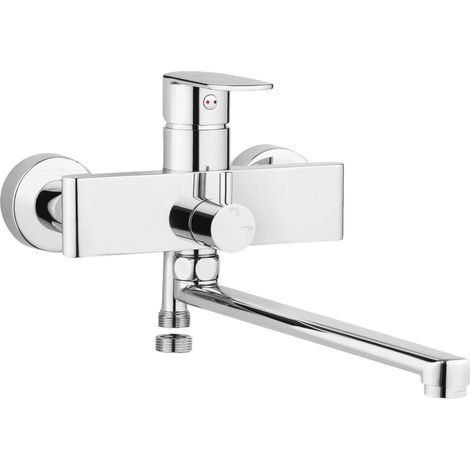 Miscelatore lavabo con bocca allungata montaggio a parete finitura cromo - Montain