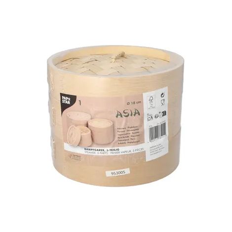 Vaporera de bambú "ASIA" 13,5x18cm 3 piezas 1 pieza. (1/2)