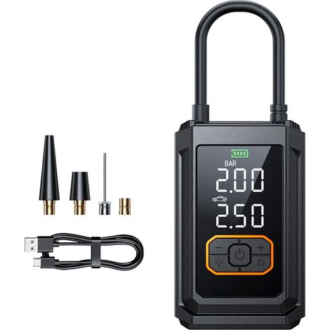Mini gonfleur de pneus portable sans fil intelligent, rechargeable, adapté aux motos, vélos, ballons, etc. (1/4)