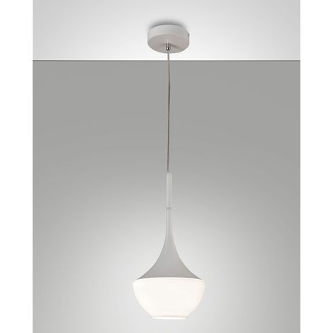 Lampada a Sospensione Apollo in Metallo e Vetro Soffiato Bianco - Design Moderno E27, Struttura Regolabile 2000mm, Ideale per Illuminazione Interni