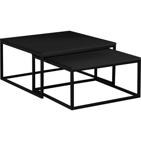 Conjunto mesa de centro Oswego 101, Negro, 39x76x76cm, Diámetro: 0, Aglomerado laminado, Angular