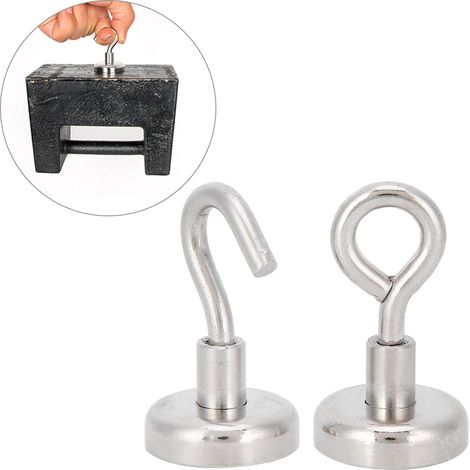 2 crochets magnétiques pour la pêche, aimants de cuisine, accessoires de quincaillerie, revêtement 3 couches N35 (1/5)