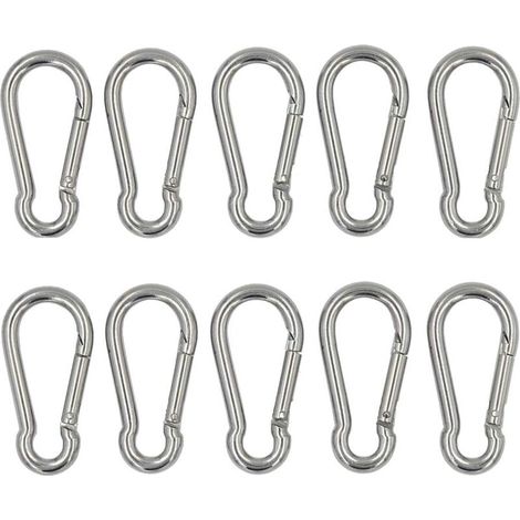 10pcs Silver Snap Hooks 40mm x 4mm Load Capacity Up to Approx. 80kg 304 Stainless Steel (1/5)