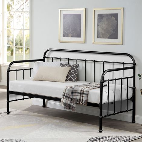 Ickleford Industrial Living Room Bedroom Metal Day Bed Frame (1/4)