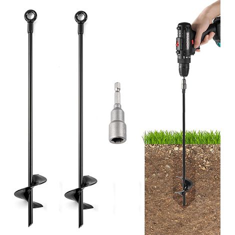 pièces clous d'ancrage au sol en spirale extérieurs tente fixe serre foret pour trampoline corde animaux de 2 compagnie-7X46CM (1/5)
