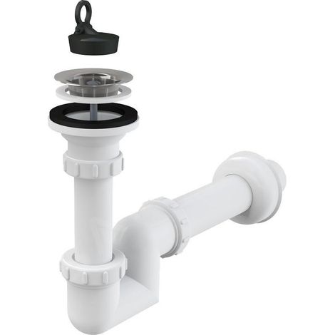 Siphon de lavabo Alcadrain « S » DN40 avec grille en acier inoxydable DN63 (1/3)