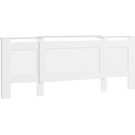 Cache-radiateur extensible avec tablette, en MDF mélaminé blanc, 125-201 x 19 x 81,5 cm (1/5)