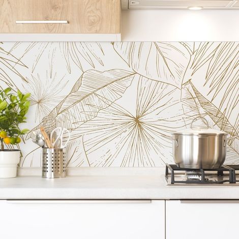Crédence cuisine en aluminium - floral caramel - 360x50 cm (en 3 bandeaux) (1/5)