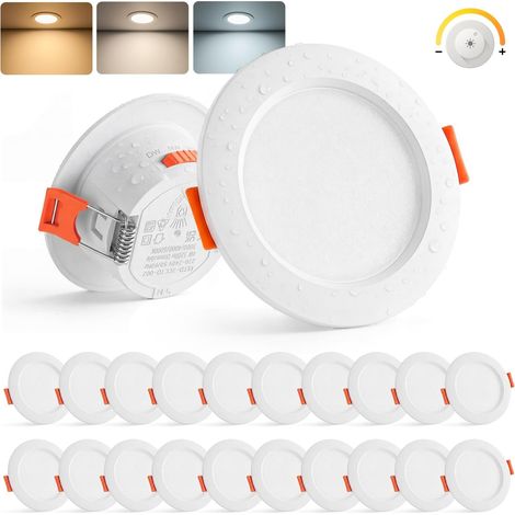 Spot LED Dimmable, 4W Spot LED Encastrable Trou 55-68mm, Lot de 20 Blanc Chaud Blanc Neutre Blanc Froid Spots de Plafond, Spot Salle de Bain IP44, 320LM Spot LED Extra Plat pour Cuisine Salon (1/5)