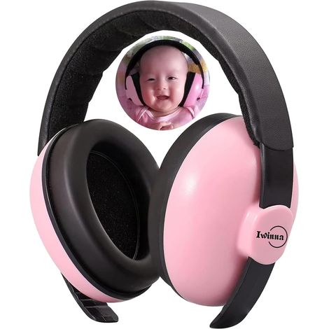 Casque Anti Bruit Bébé 0-2 Ans - Protection Auditive Réglable pour Bébé et Enfant, Confortable pour Sommeil, Avion, Concert, Fêtes et Voyage, Rose (1/5)