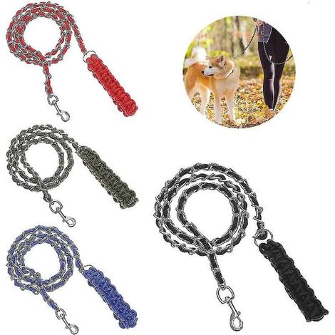 Laisse en métal pour chien, résistante aux morsures, laisse en chaîne pour chien, très résistante (1/2)