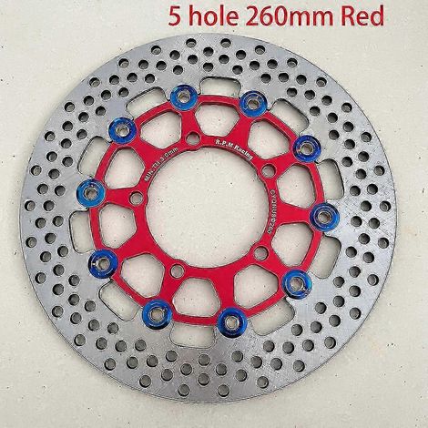 Disques de frein flottants universels en alliage d'aluminium pour moto, diamètre extérieur 200 mm/220 mm/245 mm/260 mm, plaquettes de frein à refroidissement rapide (rouge 260 mm) (1/5)