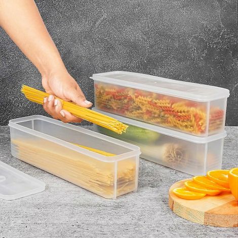 Ensemble de 3 boîtes hermétiques de 1300 ml (44 oz) avec couvercles, idéales pour le riz et les pâtes, parfaites pour le garde-manger. Modèle ml/44.-AquaForge (1/5)