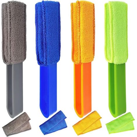 Lot de 4 brosses de nettoyage pour stores avec manchons amovibles en microfibre pour ventilation de voiture (1/5)