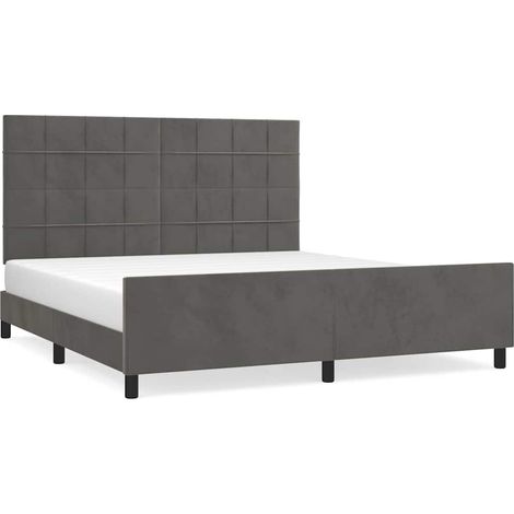 Maison Exclusive - Cadre de lit sans matelas gris foncé 160x200 cm velours (1/5)