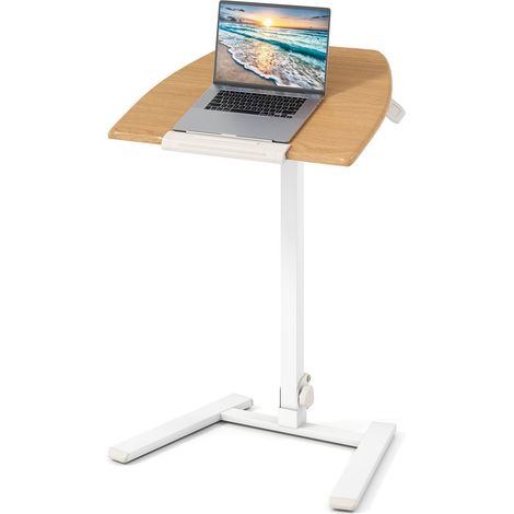 Bureau debout mobile pliable avec plateau inclinable à 90° - naturel (1/5)