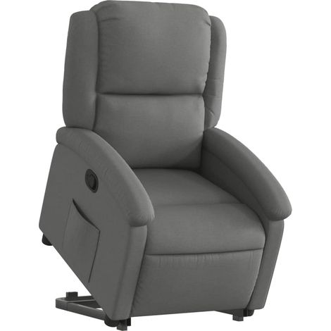 Poltrona relax porta TV rivestimento confortevole sollevamento elettrico in tessuto grigio scuro DEC027956
