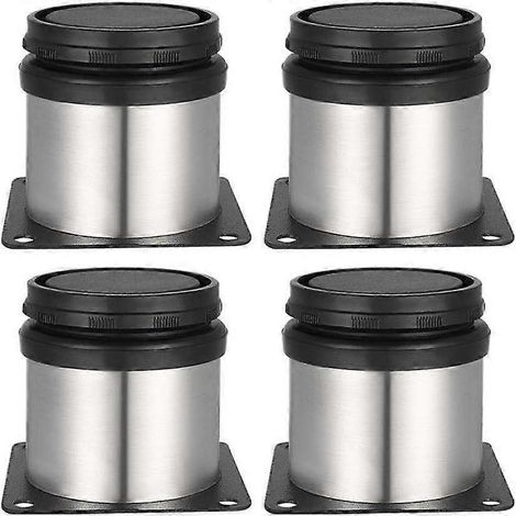 Pieds réglables, hauteur 50 mm, conception renforcée, adaptés aux armoires, tables et meubles, en acier inoxydable brossé, plage de réglage en hauteur 0-15 mm, vis incluses. (1/5)