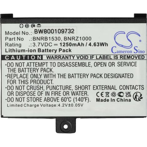 vhbw Akku Ersatz für Barnes & Noble BNRB1530-PE, BNRB454261, BNRV100, BNRZ100 für eBook Reader (1250 mAh, 3,7 V, Li-Ion)