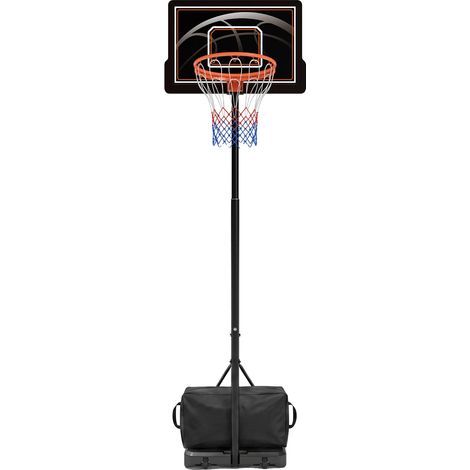 Canestro da basket regolabile in altezza da 1,27 a 2,13 metri, tabellone da 76 centimetri, anello da 38 centimetri, montaggio senza attrezzi, portatile con ruote. (1/5)
