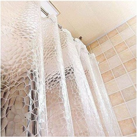 Rideau de douche anti-moisissure, séparation de salle de douche, humide et sec, EVA, anneau de rideau de douche - 80 x 180 cm (cube d'eau 3D) (1/5)