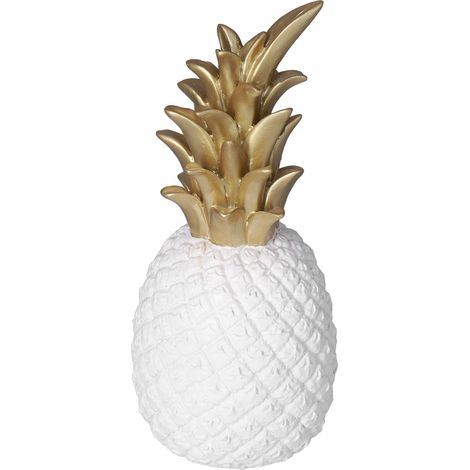Ananas artificiel en résine, décoration pour la maison, style nordique, blanc et or, taille moyenne. (1/5)
