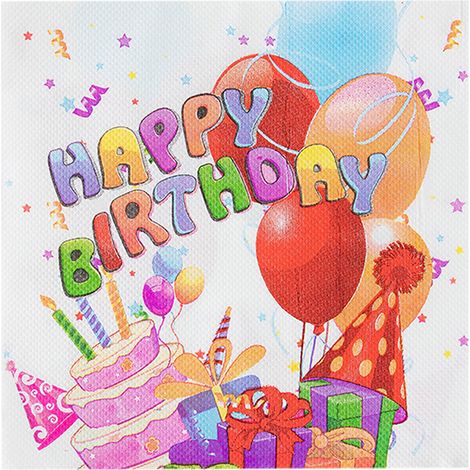 Serviettes (lot de 60) │ Motif anniversaire « Joyeux anniversaire » │ Serviettes en papier 33x33cm │ Accessoires de fête en tissu (lot de 60 serviettes « Joyeux anniversaire ») (1/5)