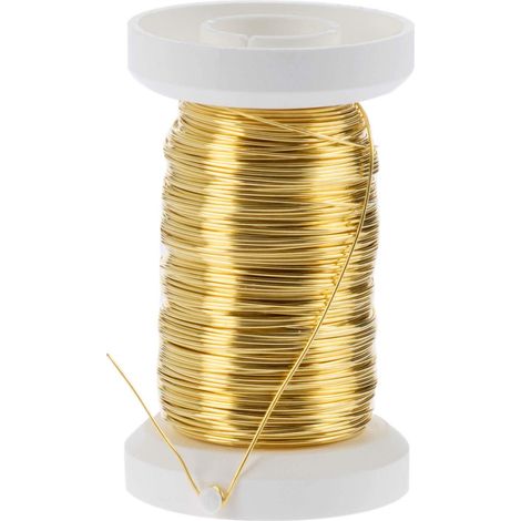 Fil de Laiton 0,3 mm x 40 m sur Une Bobine en Plastique Légèrement Flexible, idéal pour Les Bouquets, Les compositions et Autres travaux Floraux, Marron