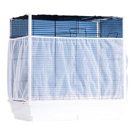 Cage à oiseaux réglable, housse de protection en maille, jupe de cage à perroquet, attrape-graines de plumes, filet à perroquet en maille de nylon, jupe de protection de cage ronde et carrée (1/5)
