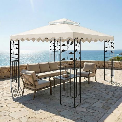 Replacement Gazebo Canopy 3 x 3 m Waterproof 300 g/m² Reinforced Double Layer with UV Protection and Ventilation Suitable for Many BBQ and Garden Gazebos (1/5)