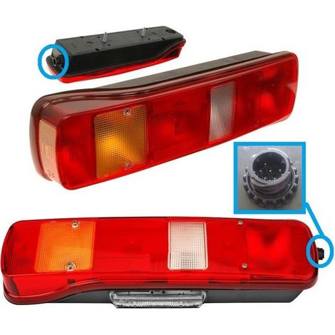 Luz trasera izquierda Volvo FH FM FMX NH 9/ 12/ 16, 20565103, 20565105, 20892367, 21063887, con conector lateral redondo AMP  2001-2012