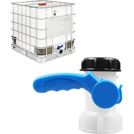 Vanne cuve 1000L DN40, robinet cuve IBC 62mm, adaptateur réservoir S60x6. (1/5)
