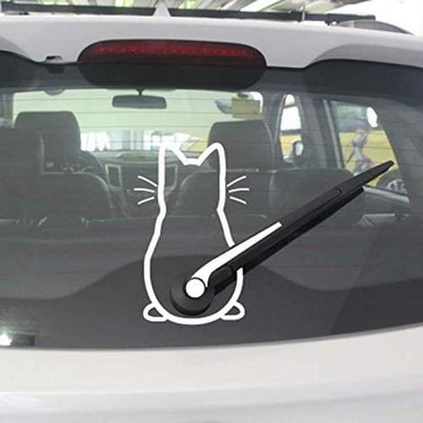 Stickers Muraux - Autocollant Chat Mignon - Noir - Facile à coller - Décoration Voiture