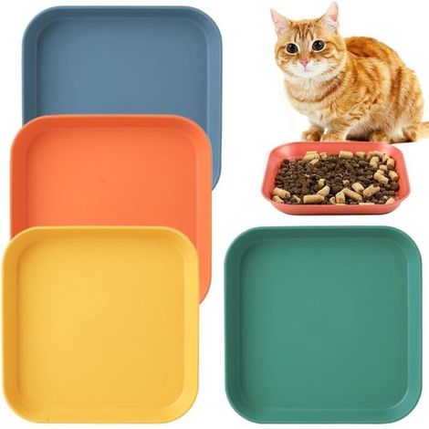 4 Gamelles pour Chats, Bols Nourriture Chat, Assiettes Antidérapantes pour Chats et Chiens (1/4)