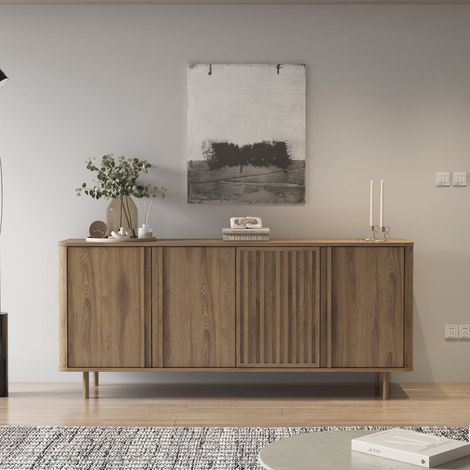 Buffet 4 portes 180x40x80,5 cm effet chêne foncé - SUDEA