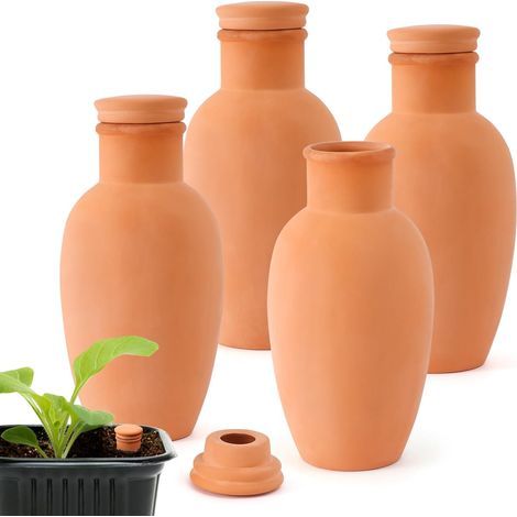 Lot de 4 Globes d'arrosage Automatique pour Plantes de 7,9 cm - Pots d'arrosage Goutte à Goutte - Système Olla en Terre Cuite - Arrosage Automatique (1/5)