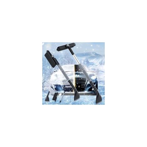Grattoir à Glace et Brosse à Neige 3 en 1, Brosse à Neige avec Rotation à 360, Grattoir à Glace pour Voiture avec Balai, Grattoir à Neige à Manche Télescopique pour Voitures Camions (1/4)