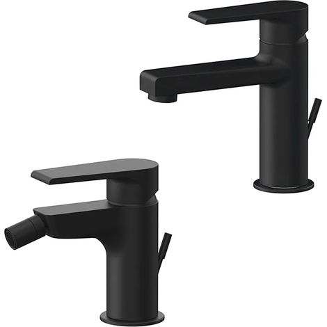 Set miscelatori lavabo e bidet nero opaco Mariani Artic scarico incluso (1/5)