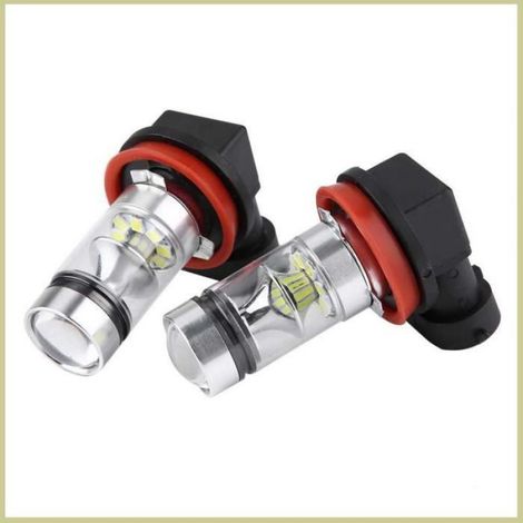 Ampoule Led - H8 H9 H11 - 100 W - 1000 Lm - 6000 K - Blanc - Pour Phare Et Feu De Brouillard - Lot De 2 (1/4)