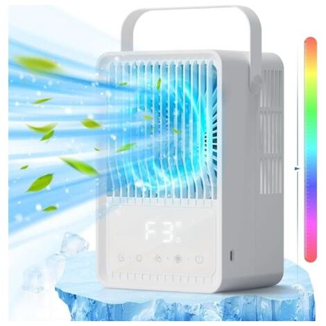 BUNTHAUS Refroidisseur d'air portable 4 en 1, mini refroidisseur d'air personnel avec minuterie, ventilateur de refroidissement, refroidisseur par évaporation silencieux for chambre à coucher, bureau (1/5)