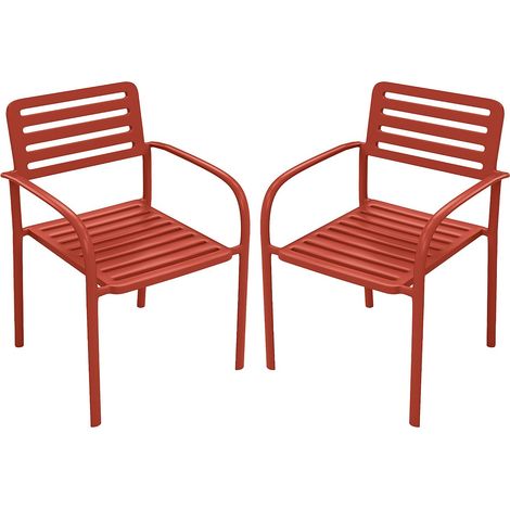 Poltrona da giardino impilabili in metallo - Terracotta - Lotto di 2 - NILY di MYLIA
